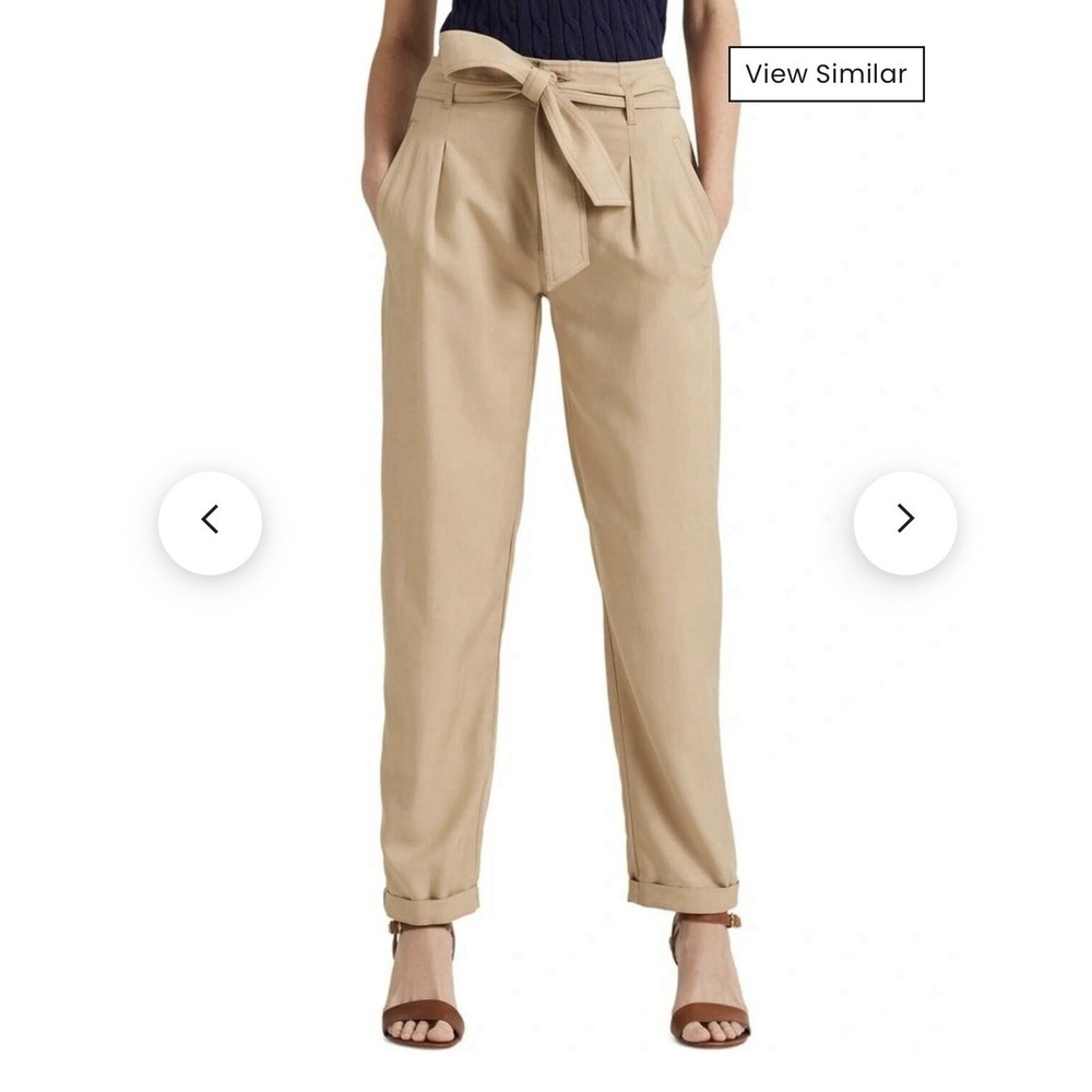 Ralph Lauren Women's Size 16‎ High Waisted  Preppy Pleated Pant Beige New